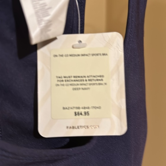 Fabletics Women’s On-The-Go  Medium Impact Sports Bra Deep Navy - Picture 7 of 11